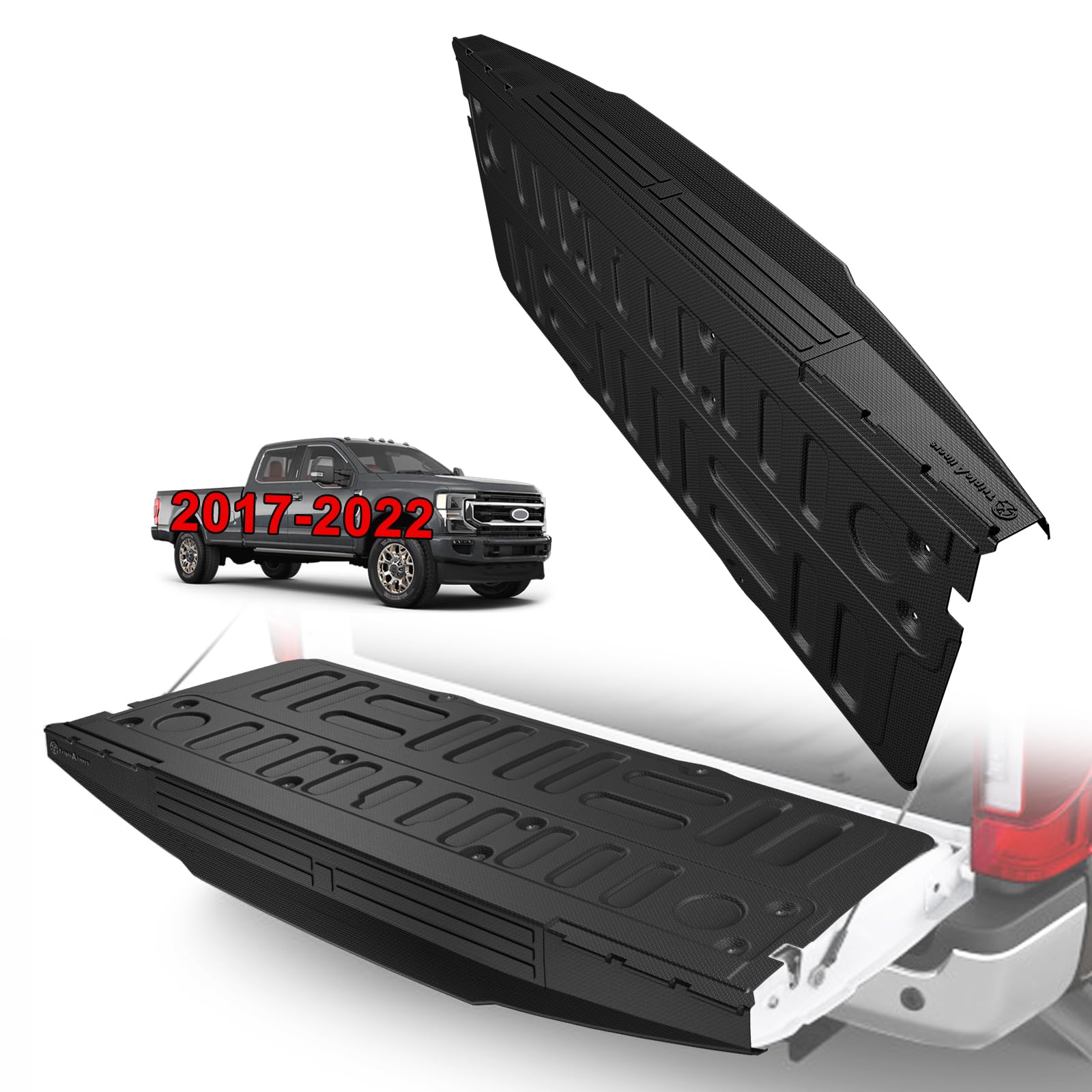 TripleAliners Truck Mat Compatible with 2017-2022 Ford Super Duty F250/F350/F450 Accessories, Tailgate Mat Custom Fit All Weather Protection Pickup Liner, w/Tailgate Cap Protector