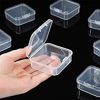 Vista 4 de 48 paquetes de recipientes pequeños de plástico transparente, cajas de almacenamiento transparentes con tapa con bisagras para objetos pequeños