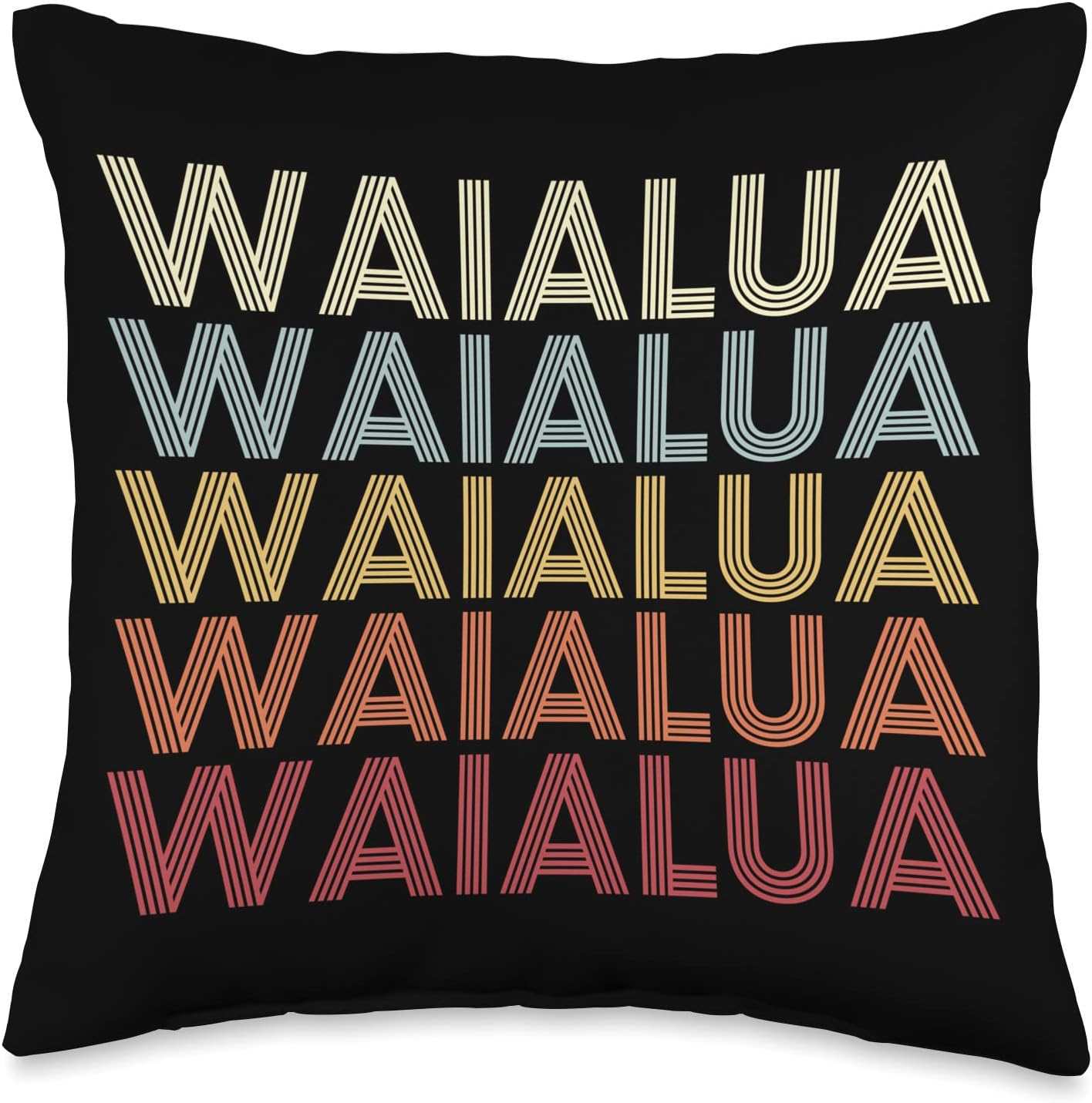 Waialua Hawaii Waialua HI Retro Vintage Text Throw Pillow, 16x16, Multicolor
