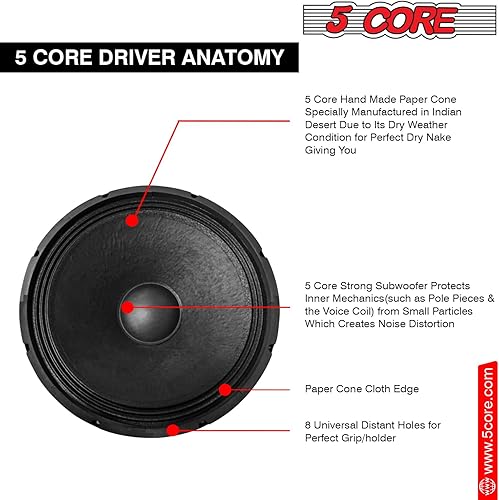 Miniatura 3 de 5 CORE Altavoz de subwoofer de 18 pulgadas, 1 unid 1000 W PMPO Raw Full Range Speaker 500W RMS 18 "Reemplazo 8 Ohm Pro Audio DJ Sub Woofer w 4