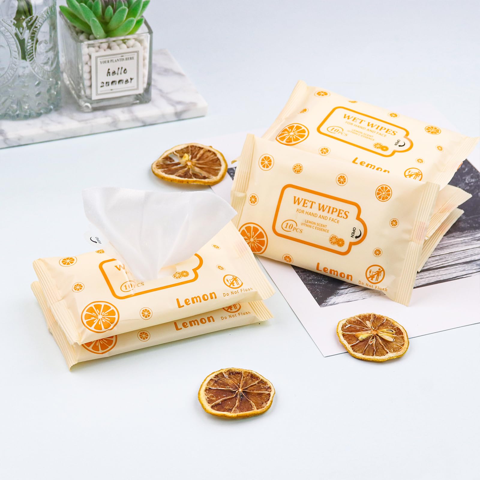 Paquete de 100 toallitas húmedas envueltas individualmente, toallitas de viaje de limón, 1000 unidades, toallitas limpias a granel para viajes con aloe para glúteos, manos, limpieza facial, uso
