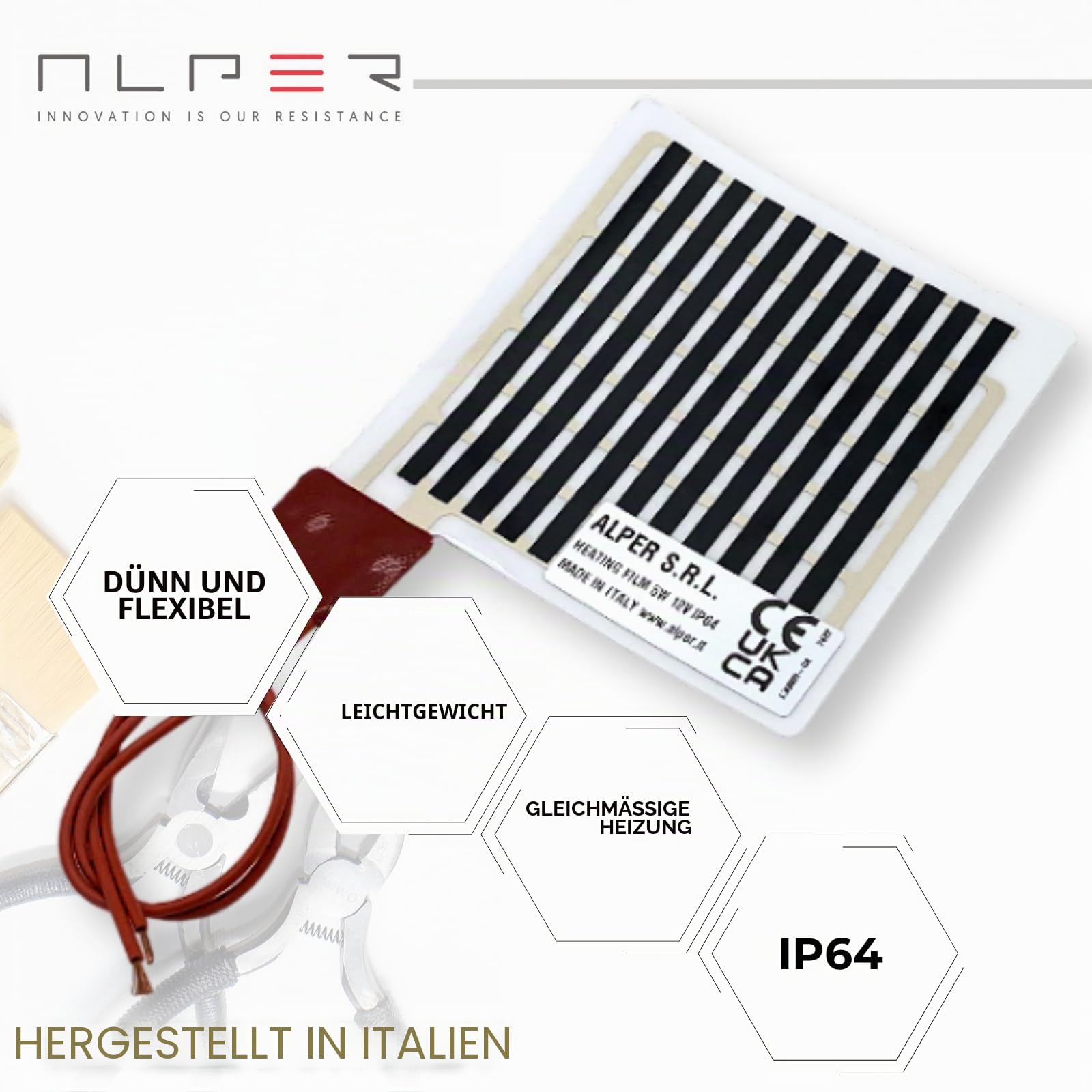 ALPER Heizfolie 12V 5W 10x10cm selbstklebend Heizelement