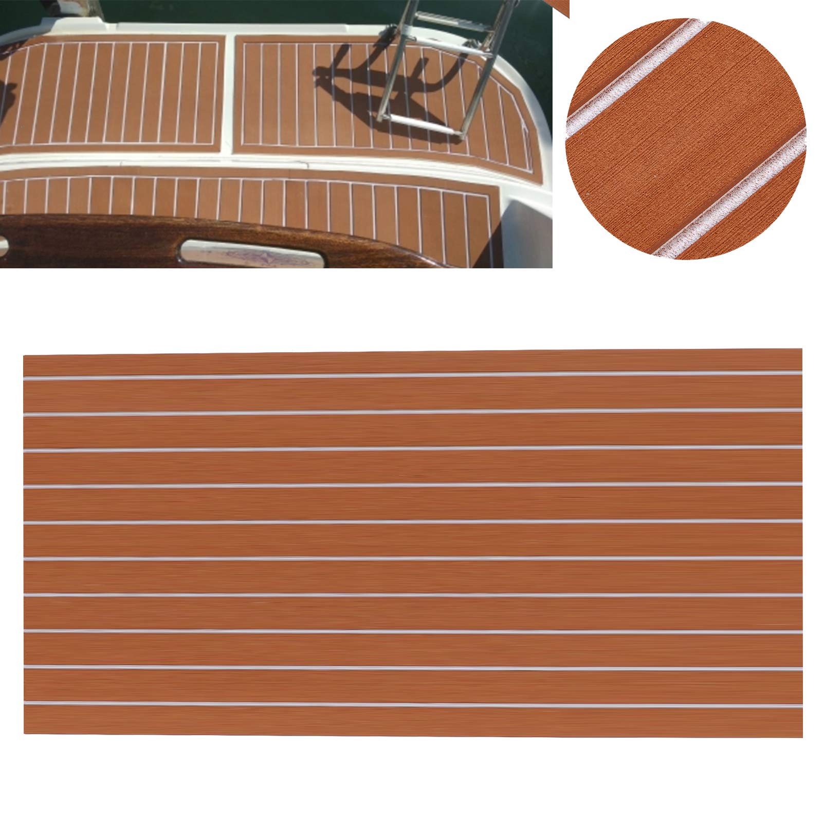 Pavimento per Barche Tappetino in Schiuma Eva Resistente agli Urti Impermeabile per Ponti di Yacht 240x60 Cm Elevata Elasticità