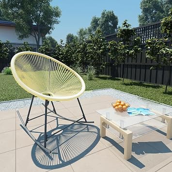 Patio Chairs Outdoor Chairs Garden Chairs Lounge Chair Outdoor Acapulco Chair Poly Rattan Beige for Outdoor Backyard Deck Garden