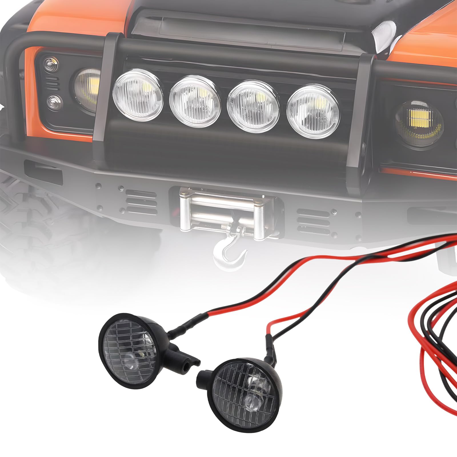 Create idea 1 Set RC Car Headlight 1/10 RC Car Round Roof Light Adjustable Bracket Light RC Crawler Car Searchlight Compatible with SCX10 Compatible with Axial TRX4 - Image 3