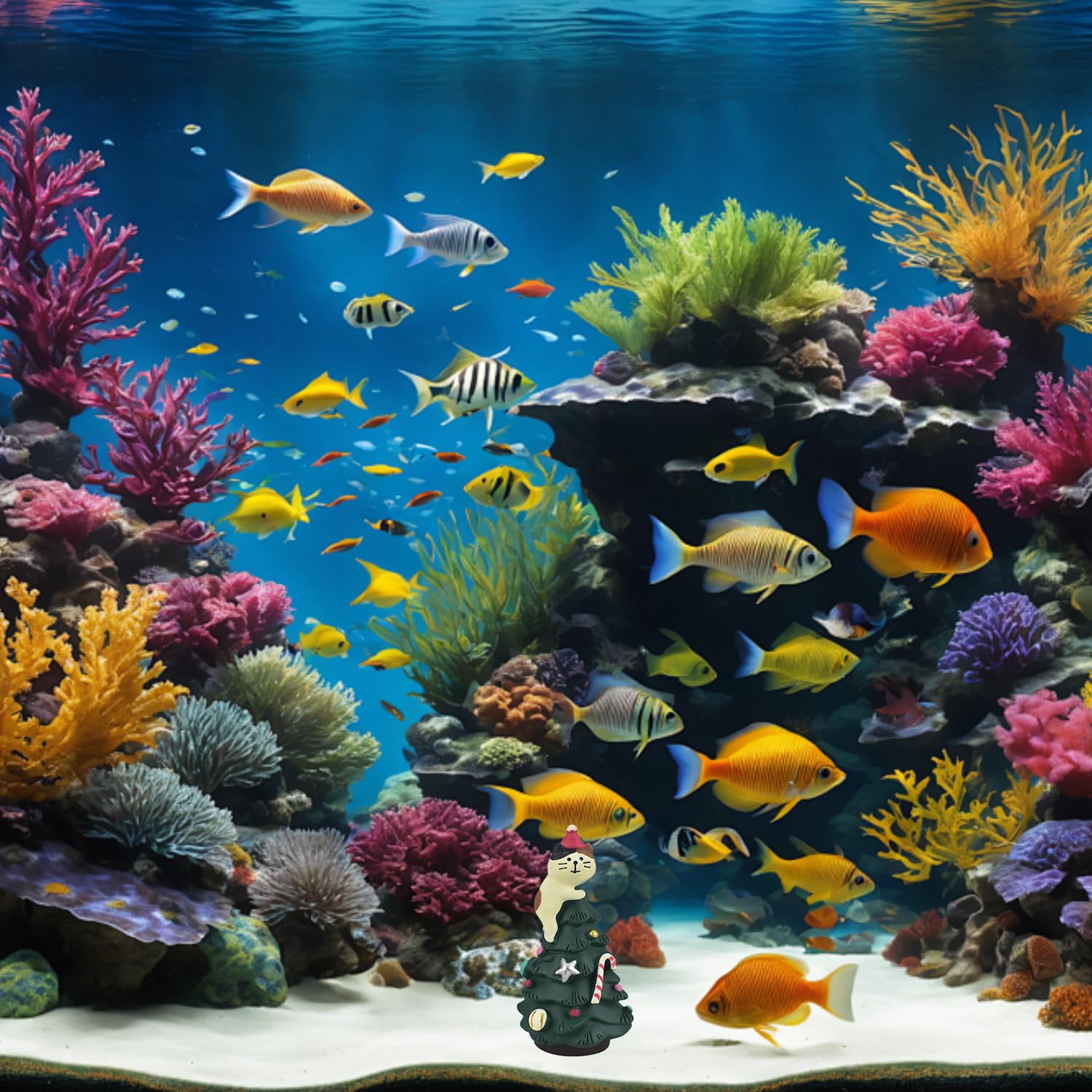 RmKbe Aquarium Christmas Tree Decorations Fish Tank Christmas Tree Statue Realistic Xmas Decoration Resin Micro-Landscape Ornaments for Fish Tank Supplies - Image 4