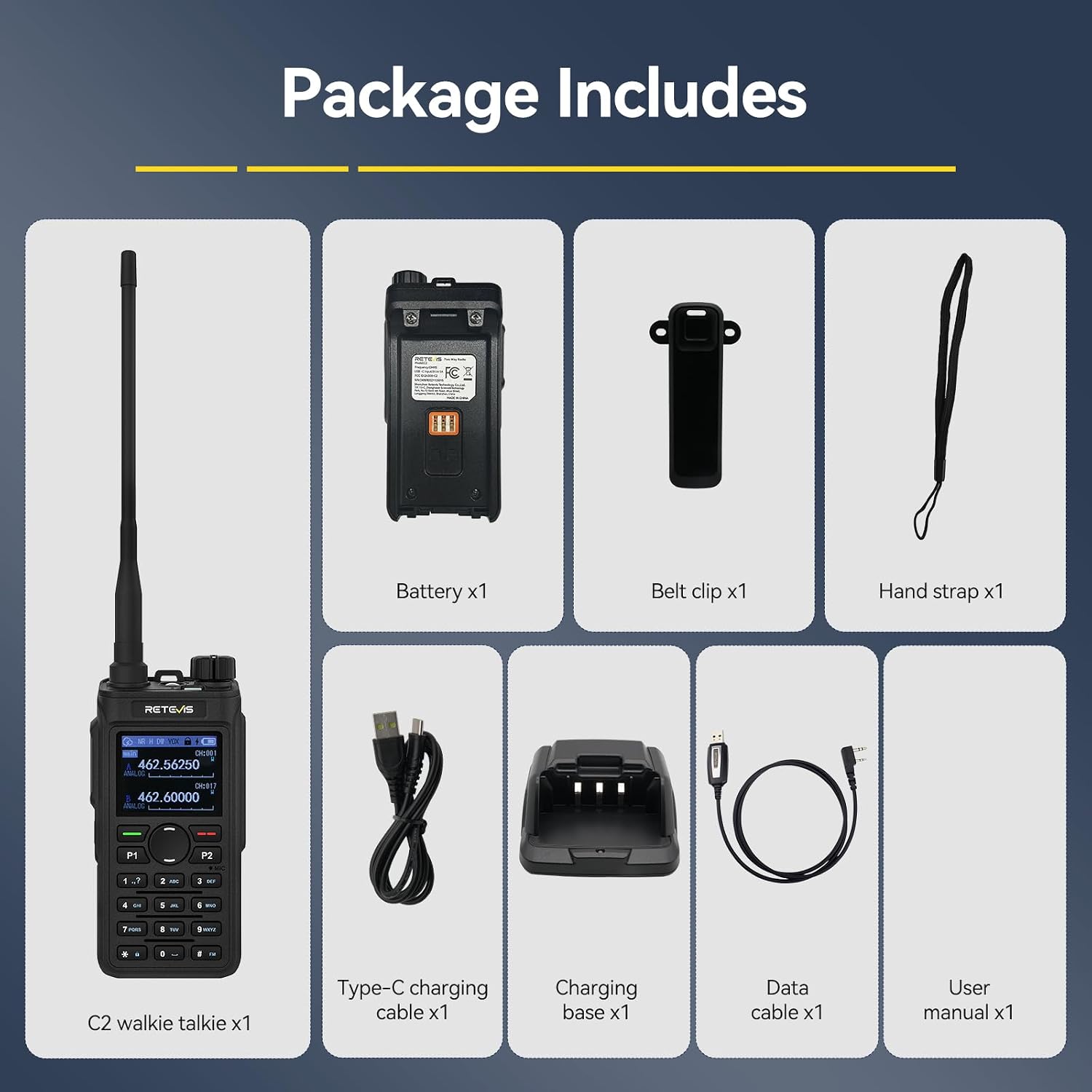 Comparison of audio clarity before and after noise reduction on Retevis C2 GMRS Handheld Radio