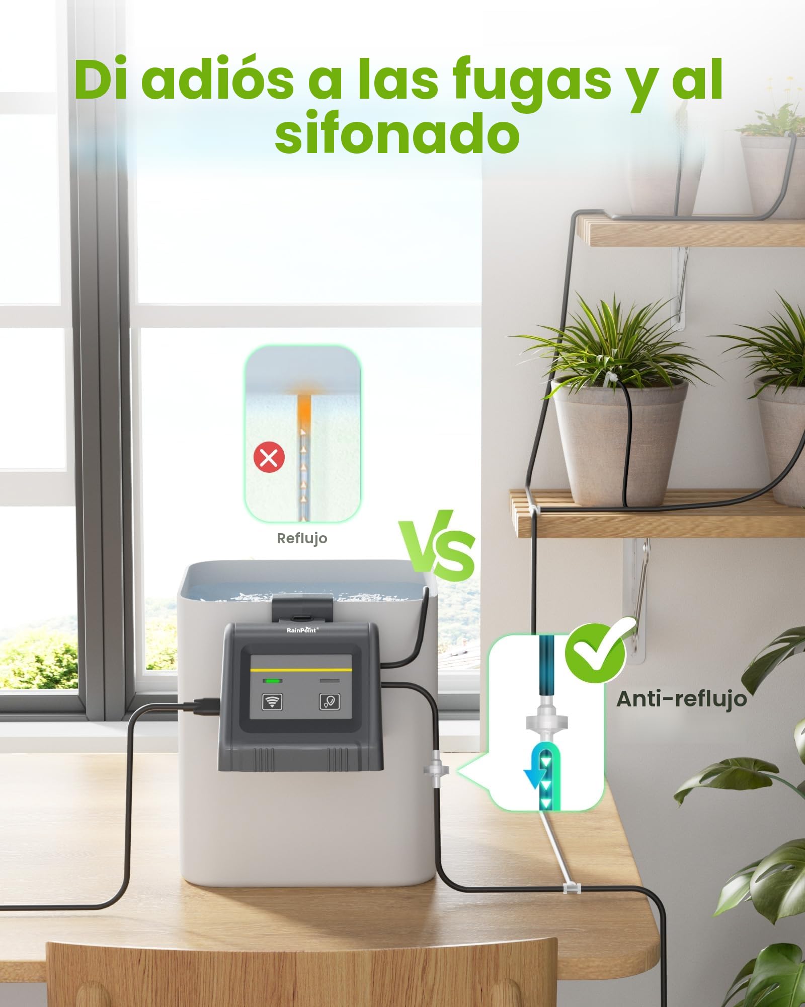 RAINPOINT WiFi Riego por Goteo Automático, Volumen de Agua Ajustable, Control Remoto por APP, Sistema de Riego Automático para Hasta 10 Plantas y Macetas de Interior