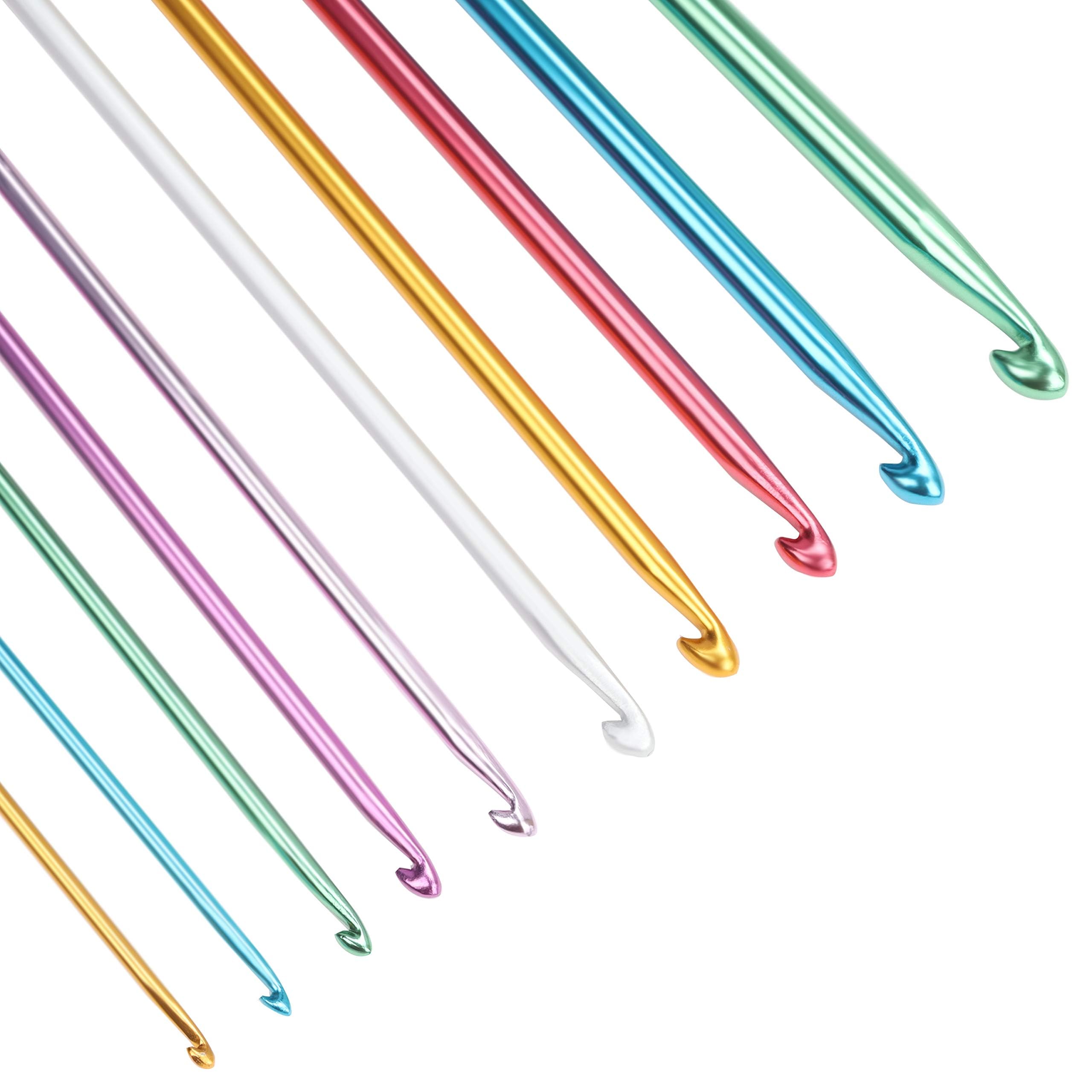 Aeelike Set di 12 uncinetti tunisini con corda, 3,5-12 mm, in plastica colorata con accessori per maglieria, 120 cm, uncinetti tunisini per coperte, tappeti, maglioni, grandi progetti a maglia