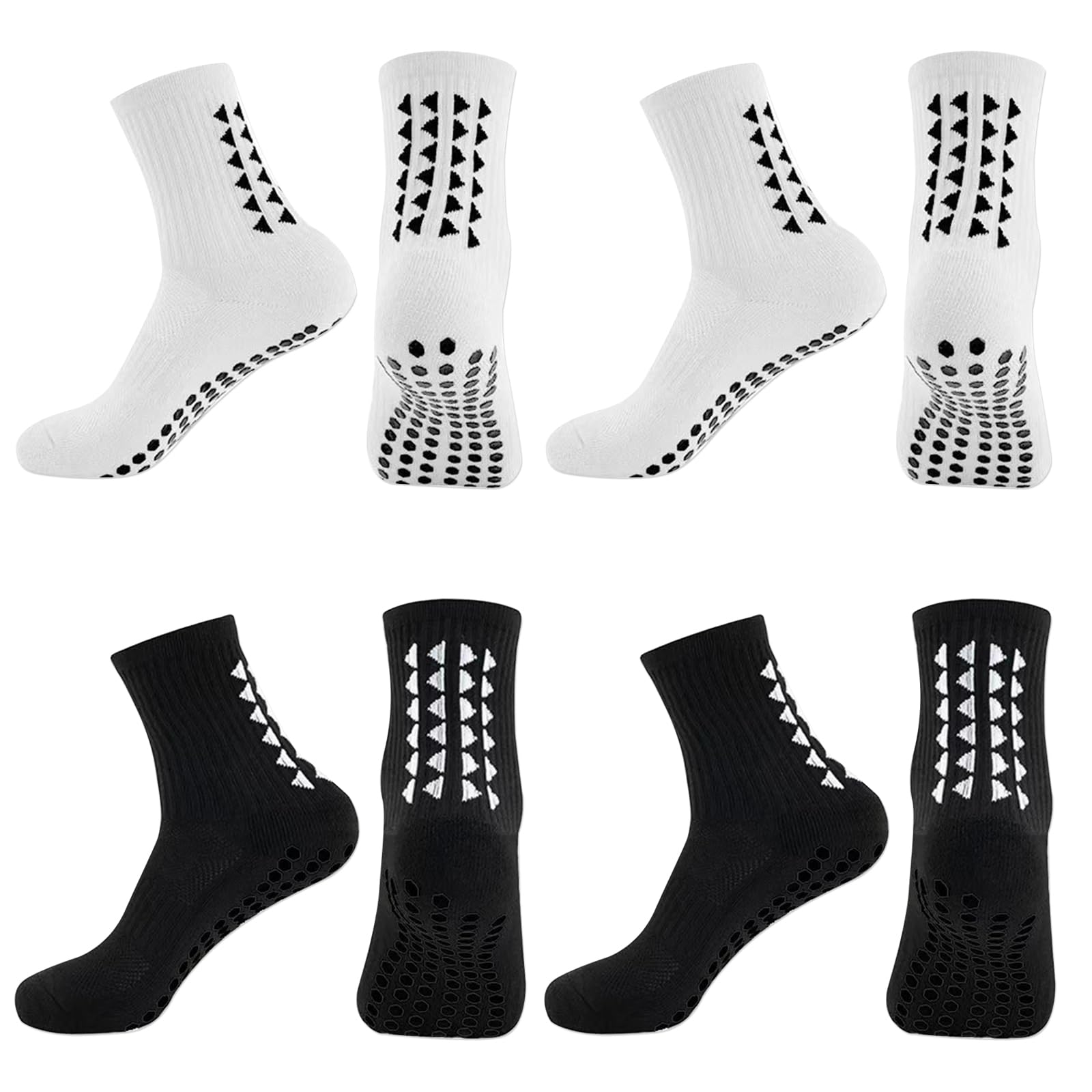 EDLMKM 4 Pairs Non Slip Football Socks, Yoga Grip Socks Women, Premium Sports Grip Sock, Pilates Sock with Grips for Women, for Yoga Running Hiking
