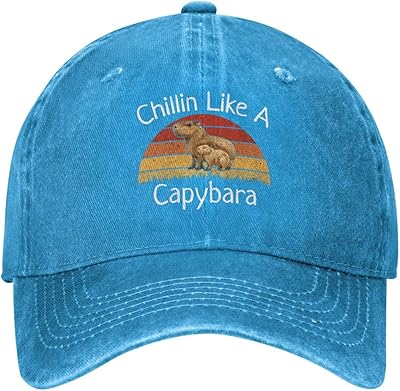 BIRDBATH Capybara Hat Chillin Like A Capybara Hat for Women Baseball Caps Cute Cap Blue