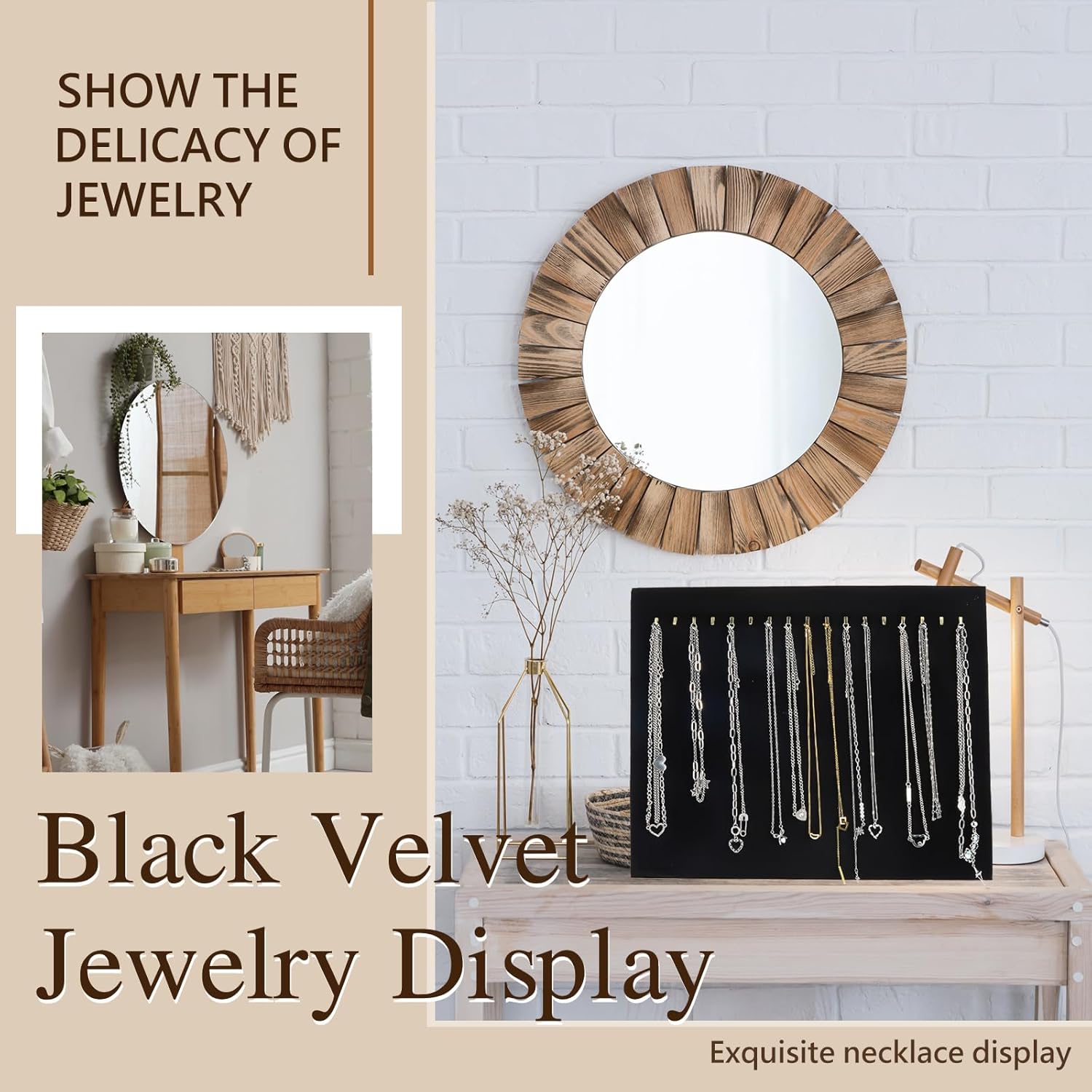 Thyle 8 Pieces Black Velvet jewelry Display Necklace Stand with 17 Hooks for Selling Pendants Chains Showcase Home Stores Trade Shows - Image 5