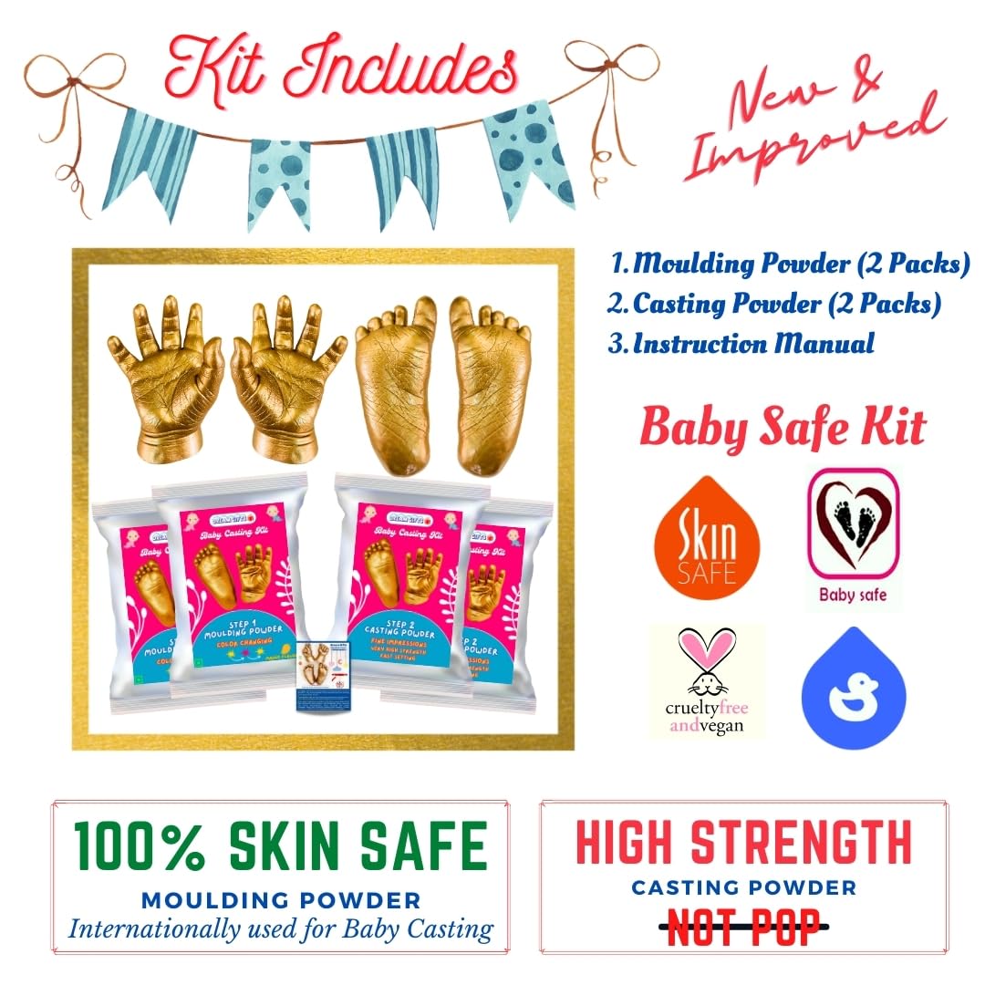 Dream Gifts Baby Hands & Feet 3D Moulding & Casting Powder Kit | Ideal for Newborns, Toddlers, Kids, Birthdays, Naming Ceremony, Baby Shower