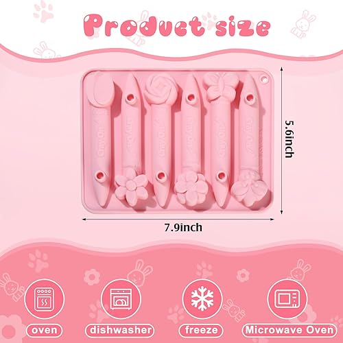 Miniatura 2 de Paquete de 4 moldes de reciclaje de crayones de silicona aptos para horno, moldes de crayones reutilizables surtidos 3D, flores de animales para
