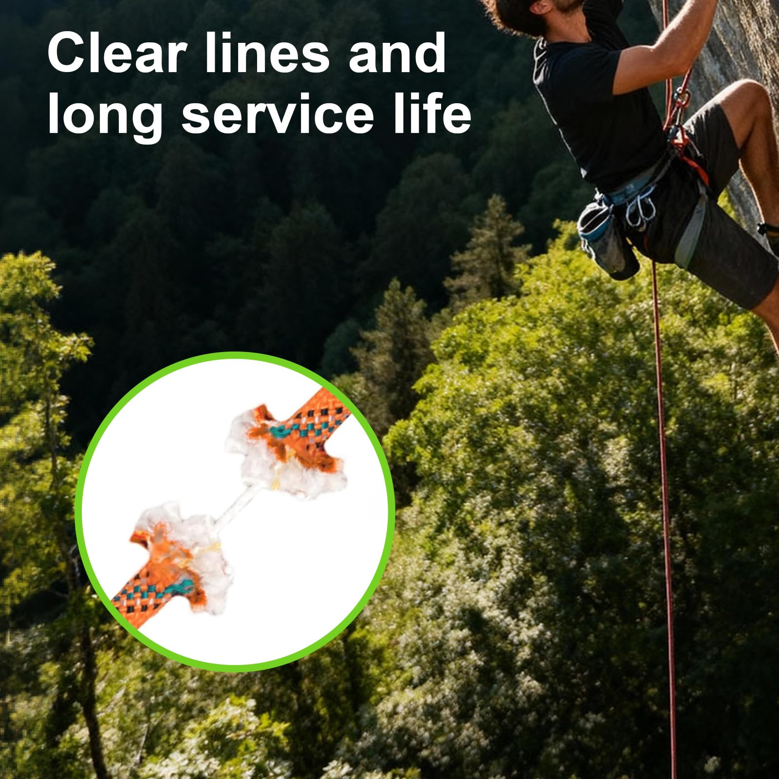 40m Cuerda Estatica de Escalada 10mm para Montanismo, UIAA | Nylon de alta resistencia, resistente a la abrasión y UV,Negro fluorescente, para rescate y actividades al aire libre.