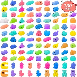 130 PCS Kawaii Mochi Squishy Toys,Mini Animals Squishies Fidget Toys Stress Relief, Bulk Squishies Toys Party Favors for Kids Easter Egg Fillers Christmas Stocking Valentines Random