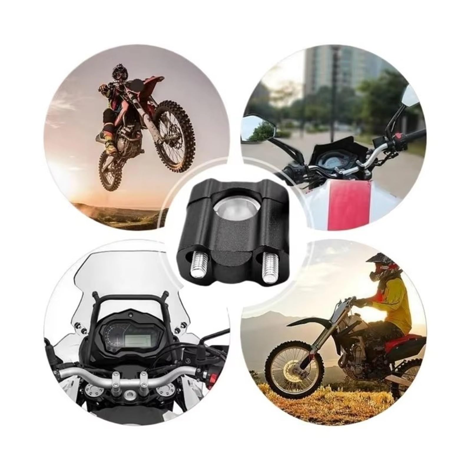 Adaptador Universal Para Manillar De Motocicleta Para Suzuki Elevador 22/28 Mm Alzas Manillar Moto(Negro)
