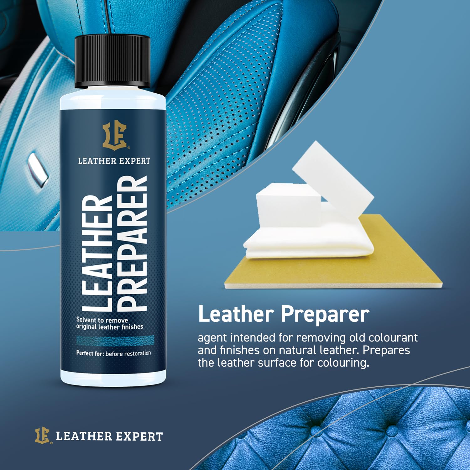 Kit di cura e riparazione per volante in pelle Leather Expert - Nero - Ripristina volante in pelle danneggiato - Mantieni il colore del cuoio - Auto, sedile, divano, giacca