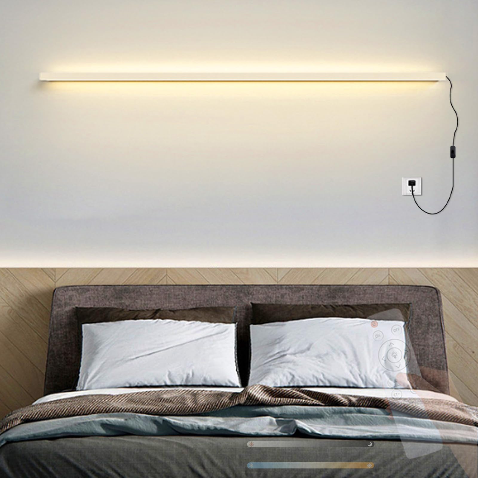 Lámpara de pared sin obras con interruptor enchufe y mando regulable 8