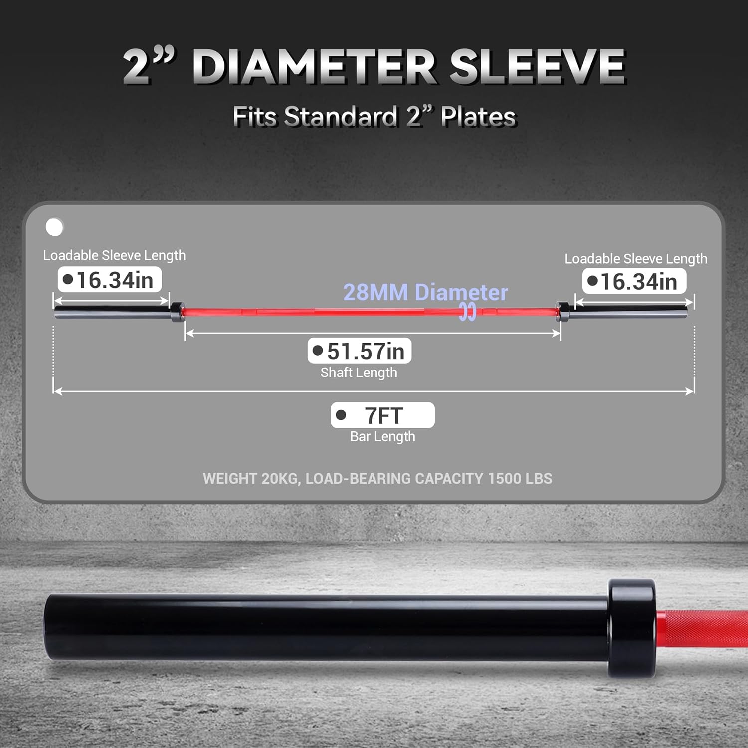 GaveeLife Olympic Barbell Bar for Weightlifting - 7FT Heavy Duty (1500LB/700LB), 4FT Short (500LB), 4FT EZ Curl Bar - Weight Bar Fit 2” Standard Weights - Home Gym Strength Training