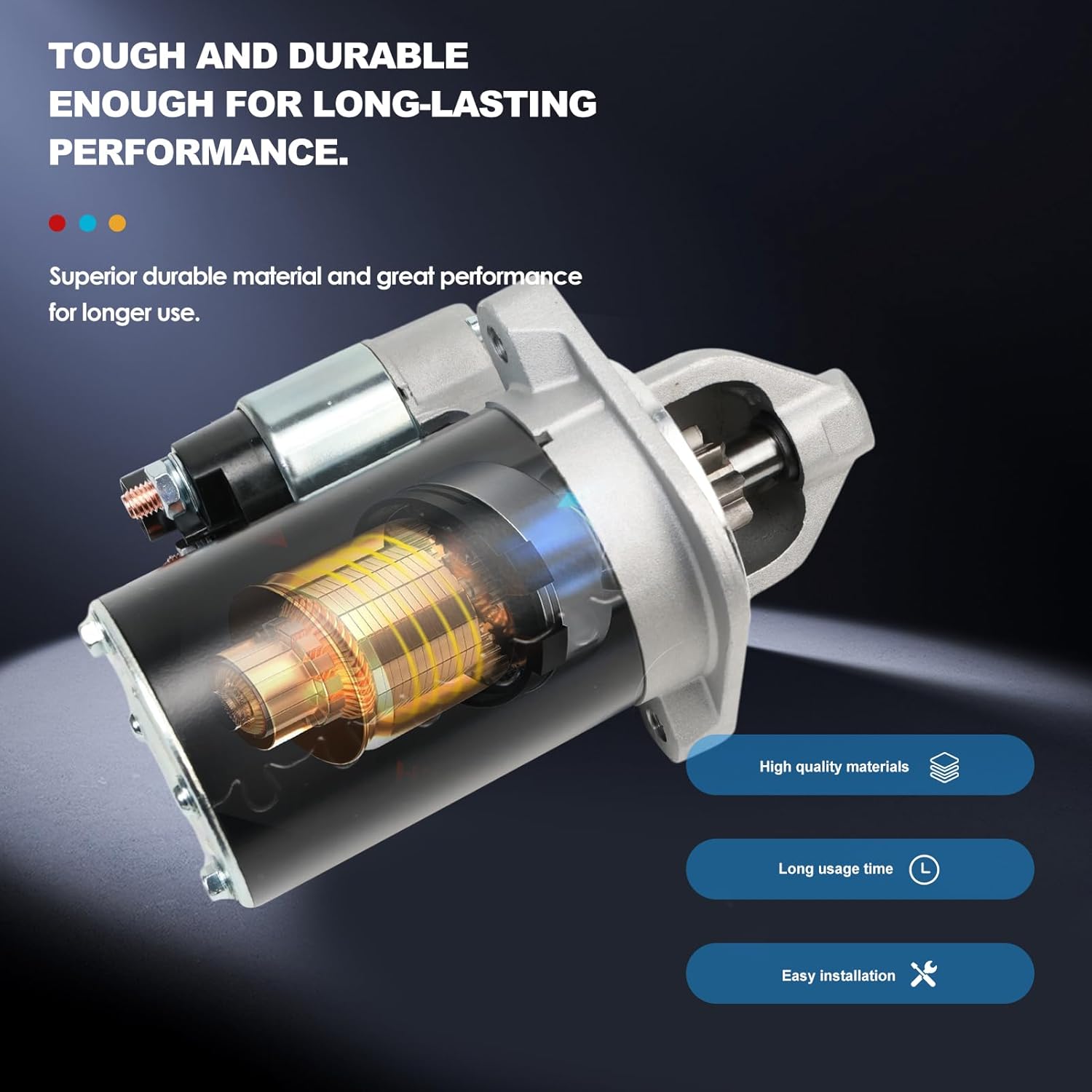 Starter Motor Compatible for Soul 2010-2012 Rio 2012 Starter for Accent 2012-2013 Veloster 2012-2013 12V 0.85KW 8 Teeth Clockwise Starter Replace# 36100-2B100, 1195239, LRS02571