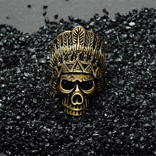 Miniatura 5 de Cool Feather Dayak Indian Headdress Punk Skull Stainless Steel Mens Ring