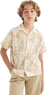 قميص من نسيج محبوك بأكمام قصيرة ورقبة ريزورت وقصة عادية للأولاد من ديفاكتو، C3425A8