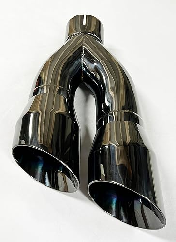 Miniatura 4 de Punta de escape 4.00" doble salida 16.00" largo 3.00" entrada ángulo inclinado negro cromo grafito 304 inoxidable WDWD304016-300-GB-SS Wesdon Punta