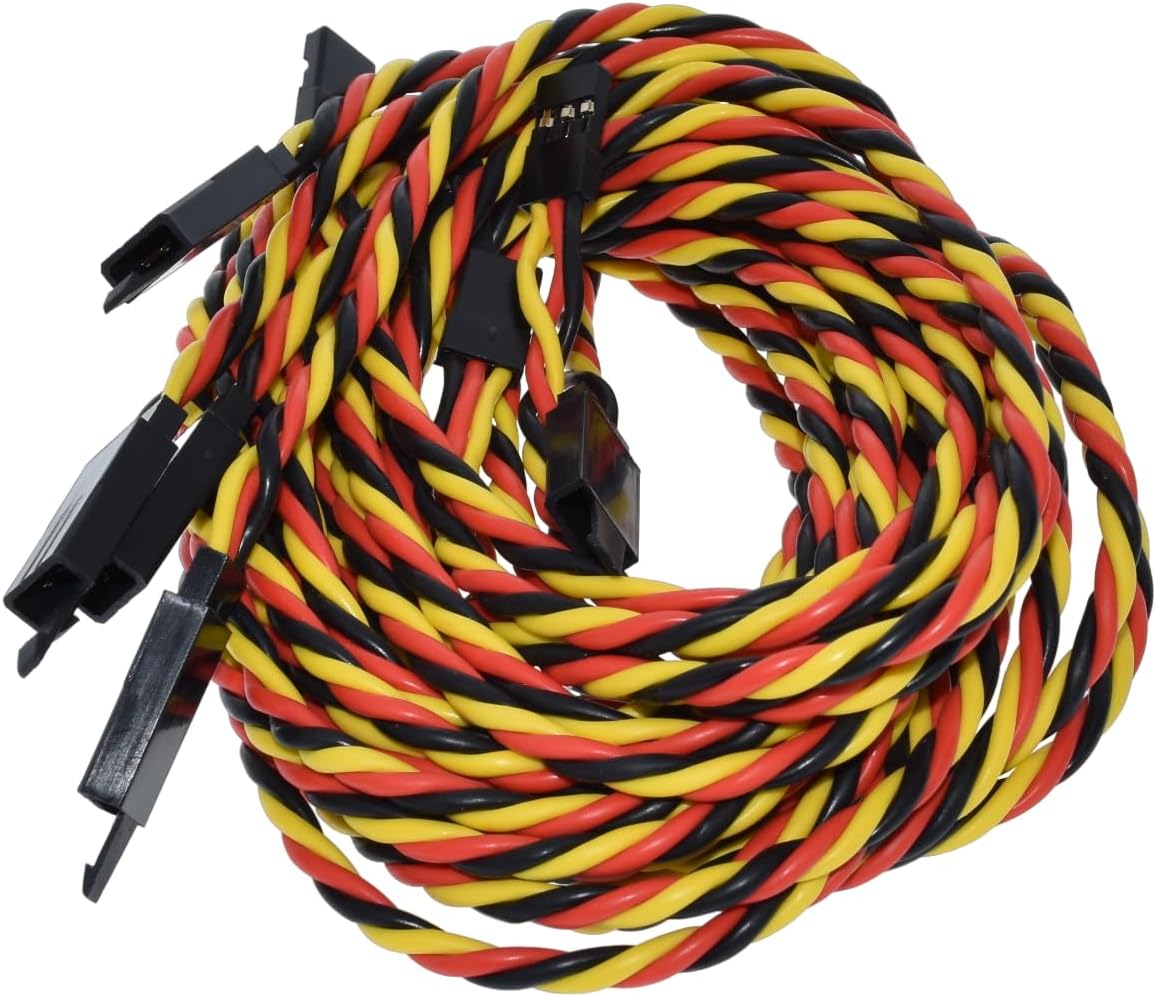 BackBayRC - 20awg Servo Extension Wire w/Safety Clip - 100 Strands for RC Vehicles, Drones, E-Bikes - 8 Lengths / 5 Wires per Pack (120CM / 48in)