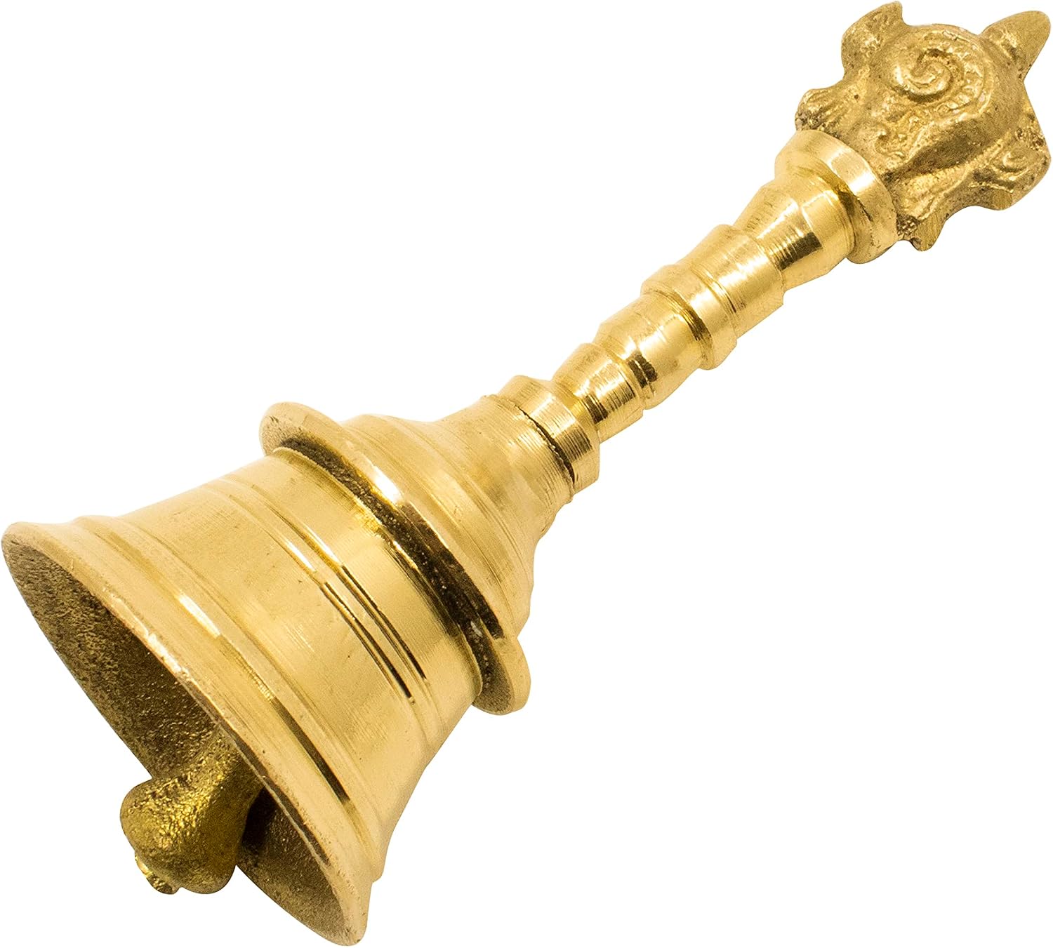 Spillbox Traditional Brass Pooja Bell/Ghanti for Pooja/Worship for Temple Home - 4" Inch Shankchakra, Gold