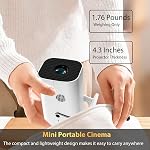 Construction APPS & Focus électrique & Clé de frappe automatique Mini Projecteur avec WiFi 6 & Bluetooth 5.3, Appui 4K, 1080P Projecteur intelligent portable, Smartphones compatibles/TV Stick/Computer/Video Games/HDMI/USB