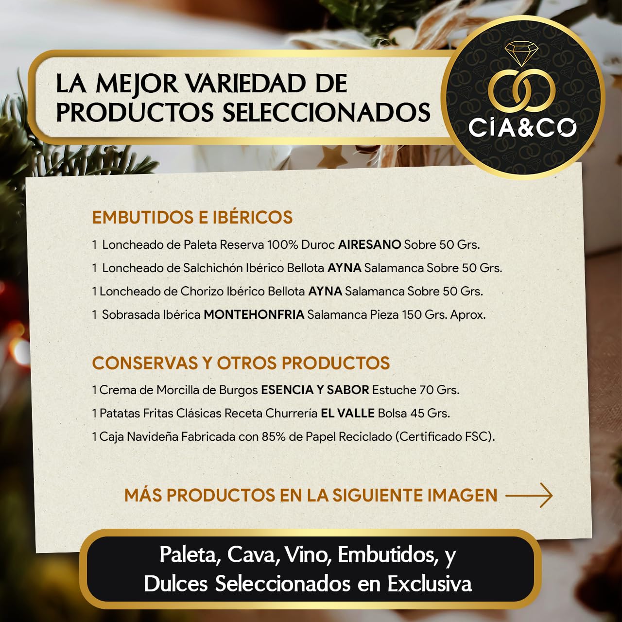Cesta de Navidad con Ibericos de Bellota Gourmet 2025 (Lote 206) · Incluye Paleta Ibérica, Brut, Vinos Faustino, Dulces Selectos y Tarjeta Personalizable · Regalo Corporativo, Familiar o Personal