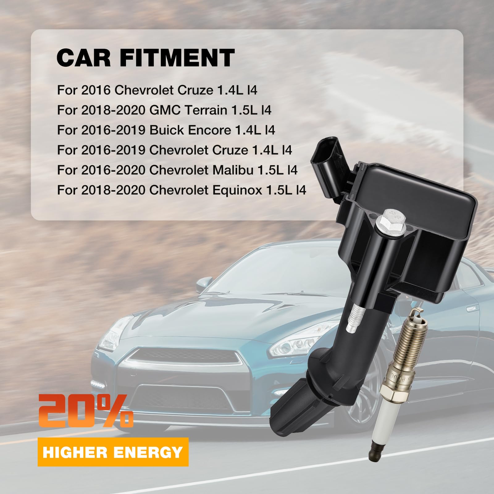 BDFHYK Ignition Coils UF802 and Iridium Spark Plug 91970 Compatible with Chevrolet Equinox Malibu Cruze GMC Terrain Buick Encore l4 1.4L 1.5L Replaces GN10797 C-939 C2036 ILNAR8B7G 12670053 Set of 4
