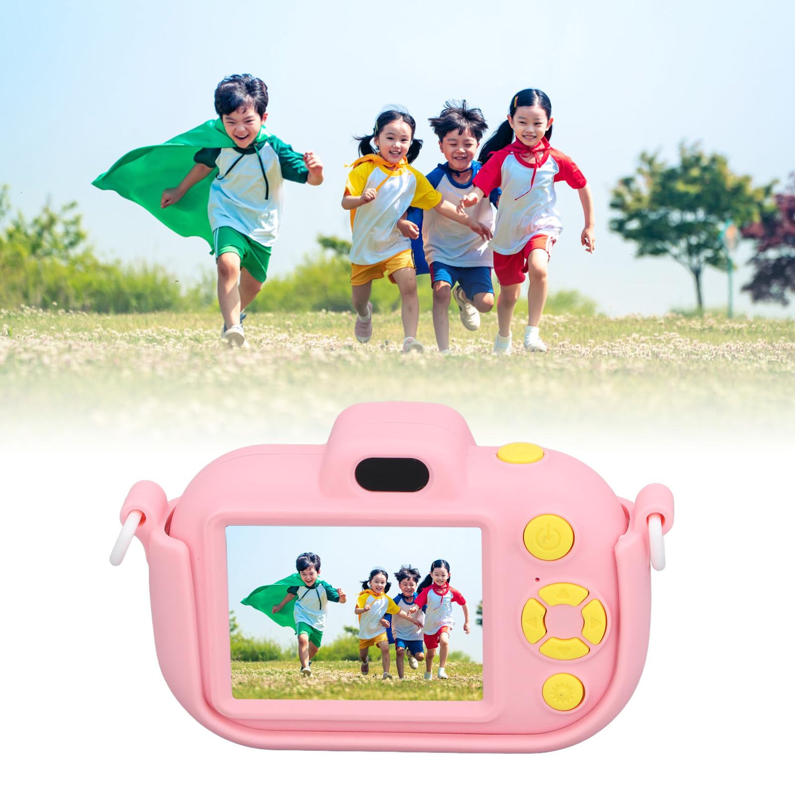 Aparat Dziecięcy, 2,7 K 36 MP 2-calowy HD IPS Autofokus 600 MAh Przenośna Kamera Cyfrowy Aparat Fotograficzny, z Paskiem na ramię, na Urodziny Festiwal Boże Narodzenie Dzieci