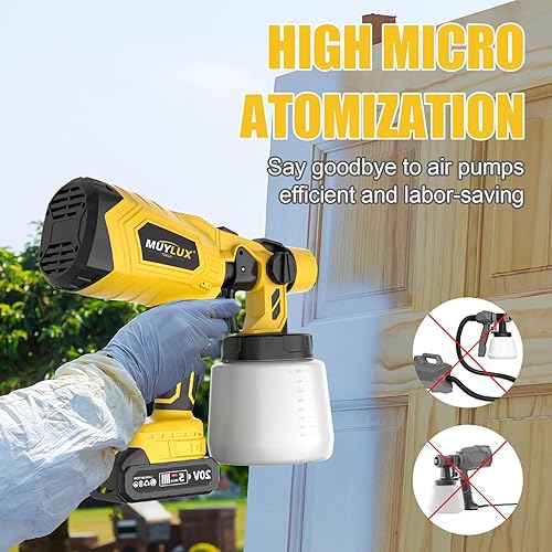 Miniatura 3 de Pulverizador de pintura inalámbrico con batería y cargador, pistola pulverizadora eléctrica de 800W con 5 boquillas y 3 patrones, pulverizador de
