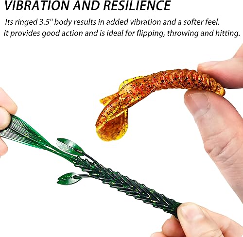 Miniatura 3 de VMSIXVM - Señuelos de pesca para lubina, cabeza de plantilla de pesca VMSIXVM Shad señuelo, cebos de plástico suave con cola de palo, kit de cebos