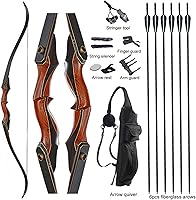 TOPARCHERY 60" Takedown Recurve Bow Set 30-50lbs Right Hand Hunting Bow with Arrows for Adults