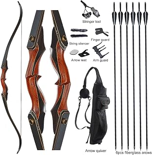 TOPARCHERY 60" Takedown Recurve Bow Set 30-50lbs Right Hand Hunting Bow with Arrows for Adults