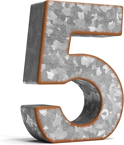 Miniatura 41 de CraftyCrocodile Letras de metal galvanizado de 7 pulgadas para decoración de pared, letra R 3D para colgar y estar de pie, letras rústicas