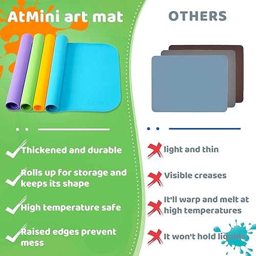 Miniatura 7 de Alfombrillas de silicona para niños de 24 x 16 pulgadas, con borde elevado y antideslizante, tapete de silicona reutilizable para jugar arena,