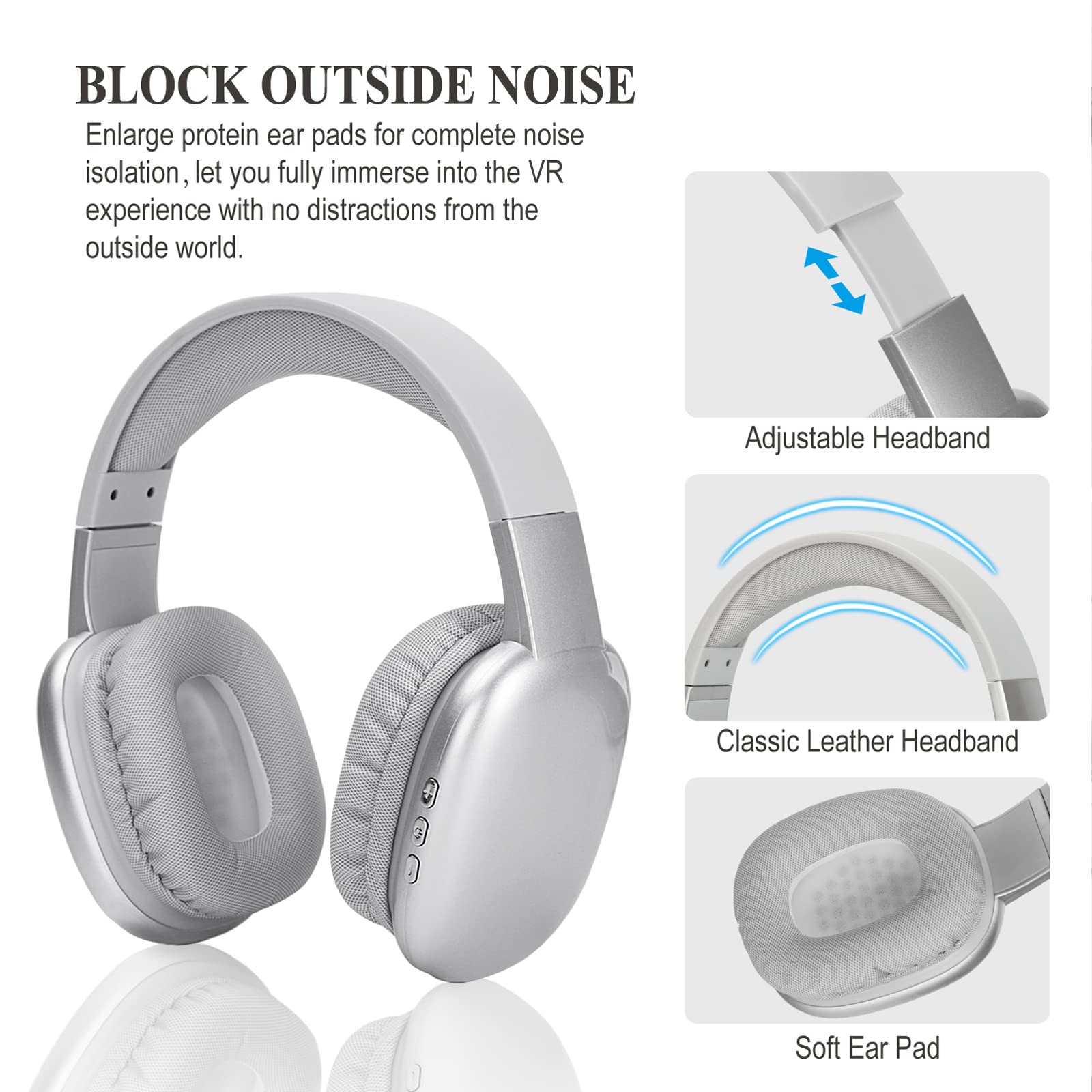 Cuffie da gioco compatibili con le cuffie Meta Quest 2 aumentano l'immersione VR - Cuffie VR con cavo di lunghezza personalizzata, driver audio di gioco ottimizzato, accessori VR