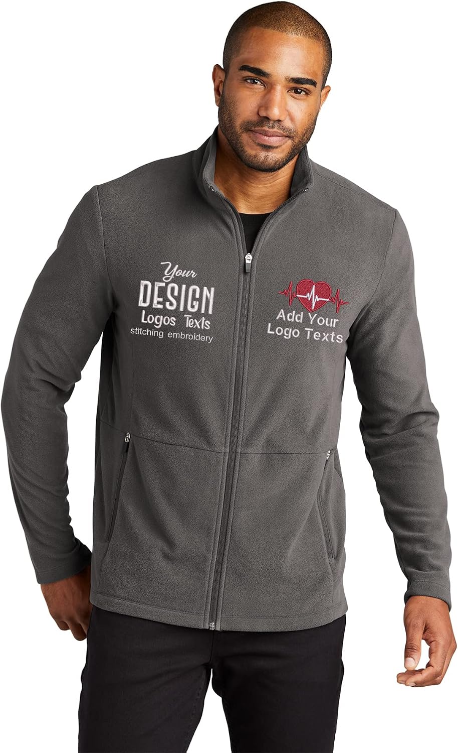 INK STITCH Men F151 Custom Embroidery Design Your Own Logo Texts Accord Microfleece Jackets