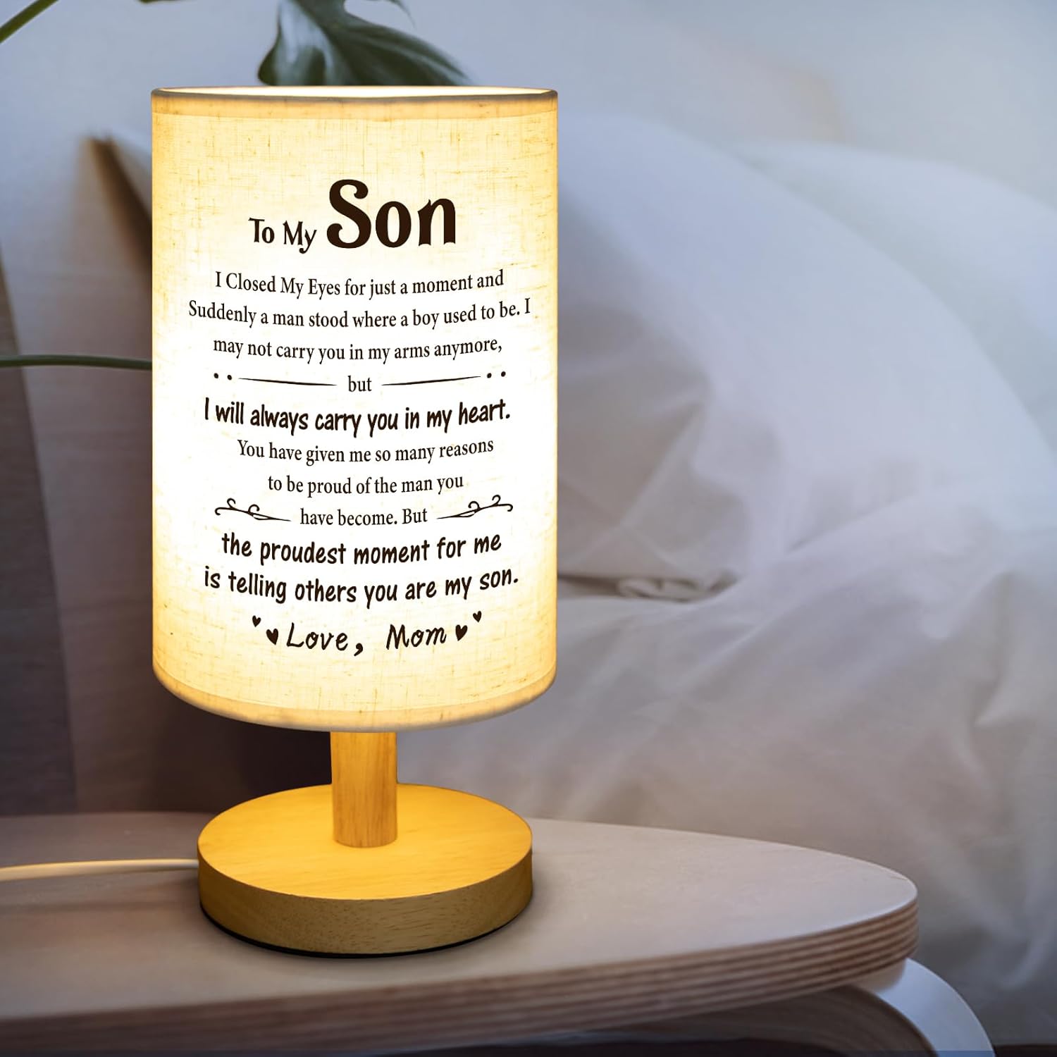 SOUHONEY Graduation Son Gifts from Mom, Desk Bedside Lamp Gifts for Son Birthday from Mom, Son Adult 18th 21st Birthday Gifts, Bedside Table Decor Lamp (Son02)