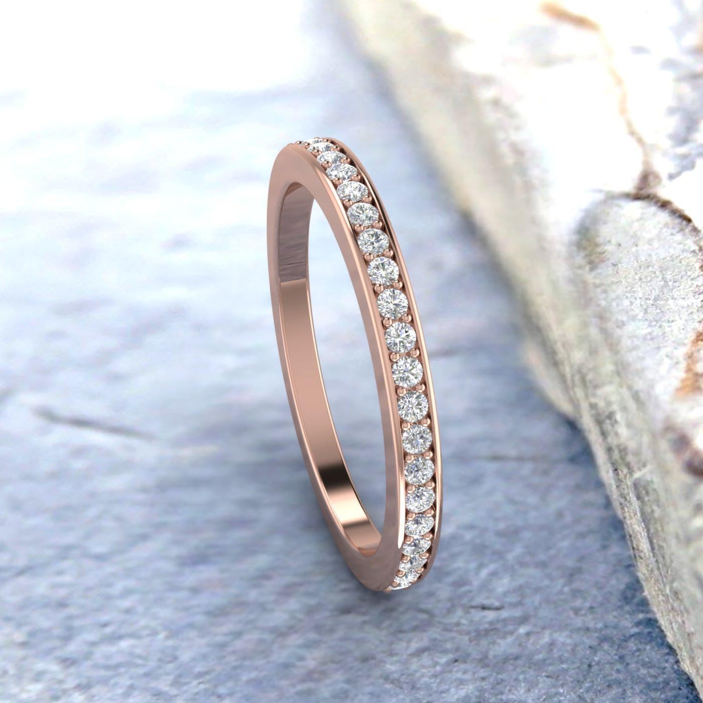 1/4 Carat Pave Set Diamond Wedding Band in 14K Gold
