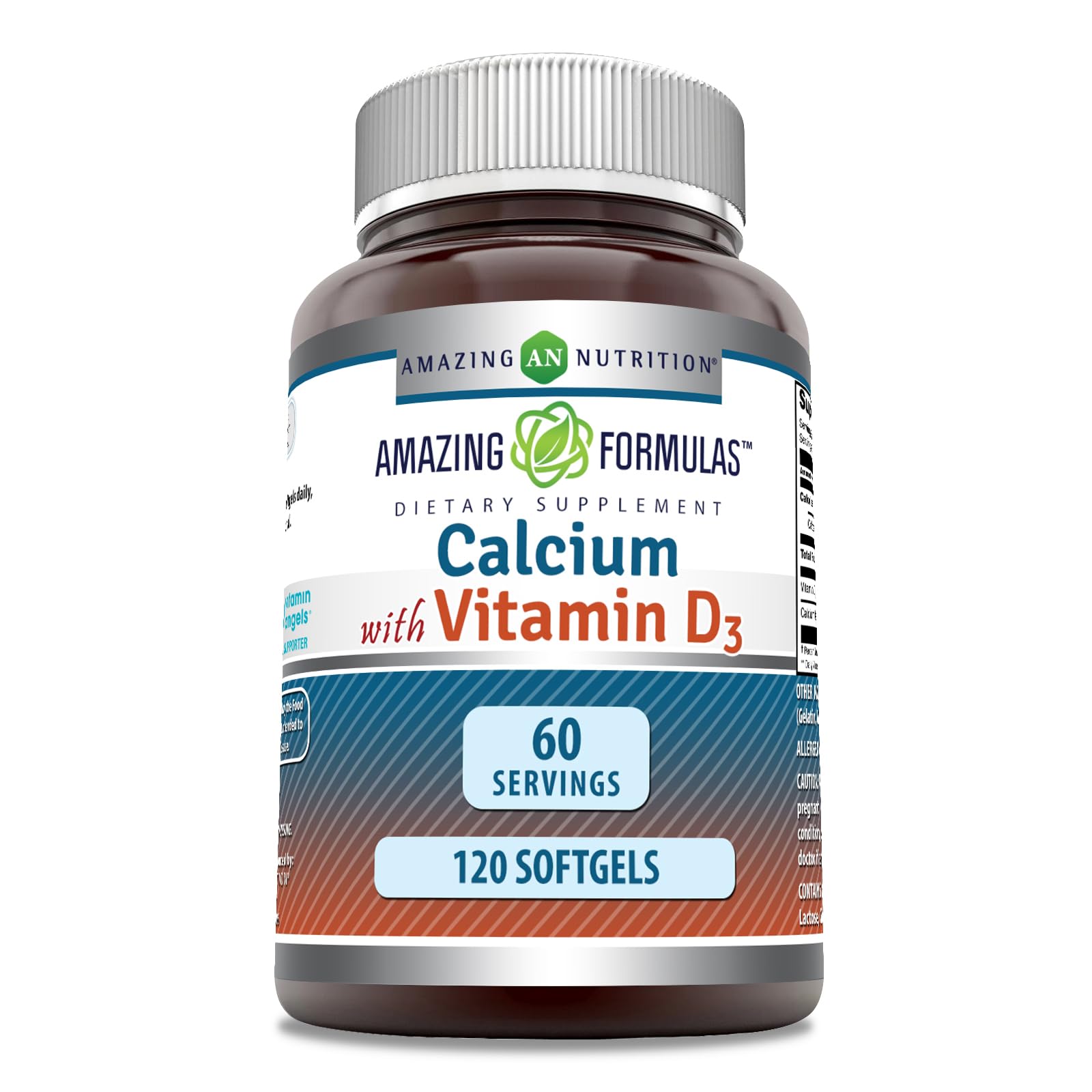 Amazing Formulas Calcium with Vitamin D3 Softgels Supplement | Non-GMO | Gluten-Free (120 Count)