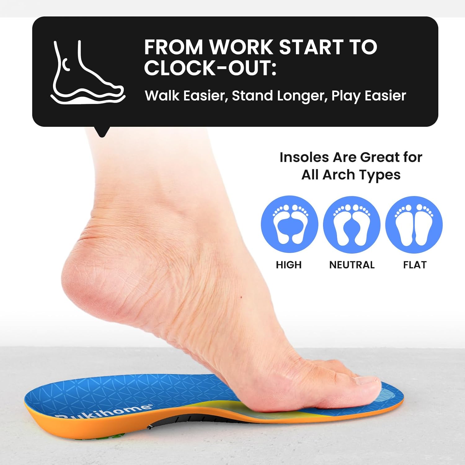 Bukihome Sports Insoles for Running & Basketball - Lightweight Athletic Shoe Inserts with Shock Absorption, Energy Return Tech & Arch Support - Enhanced Performance for Men/Women -L - Image 5