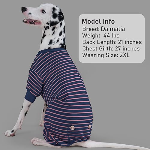 Miniatura 11 de KYEESE Dog Pajamas Soft Striped Pet Jumpsuit Lightweight Doggie Jammies 4 Legs Dog Clothes Stretchable Pajamas Breathable Cozy Outfit Comfortable