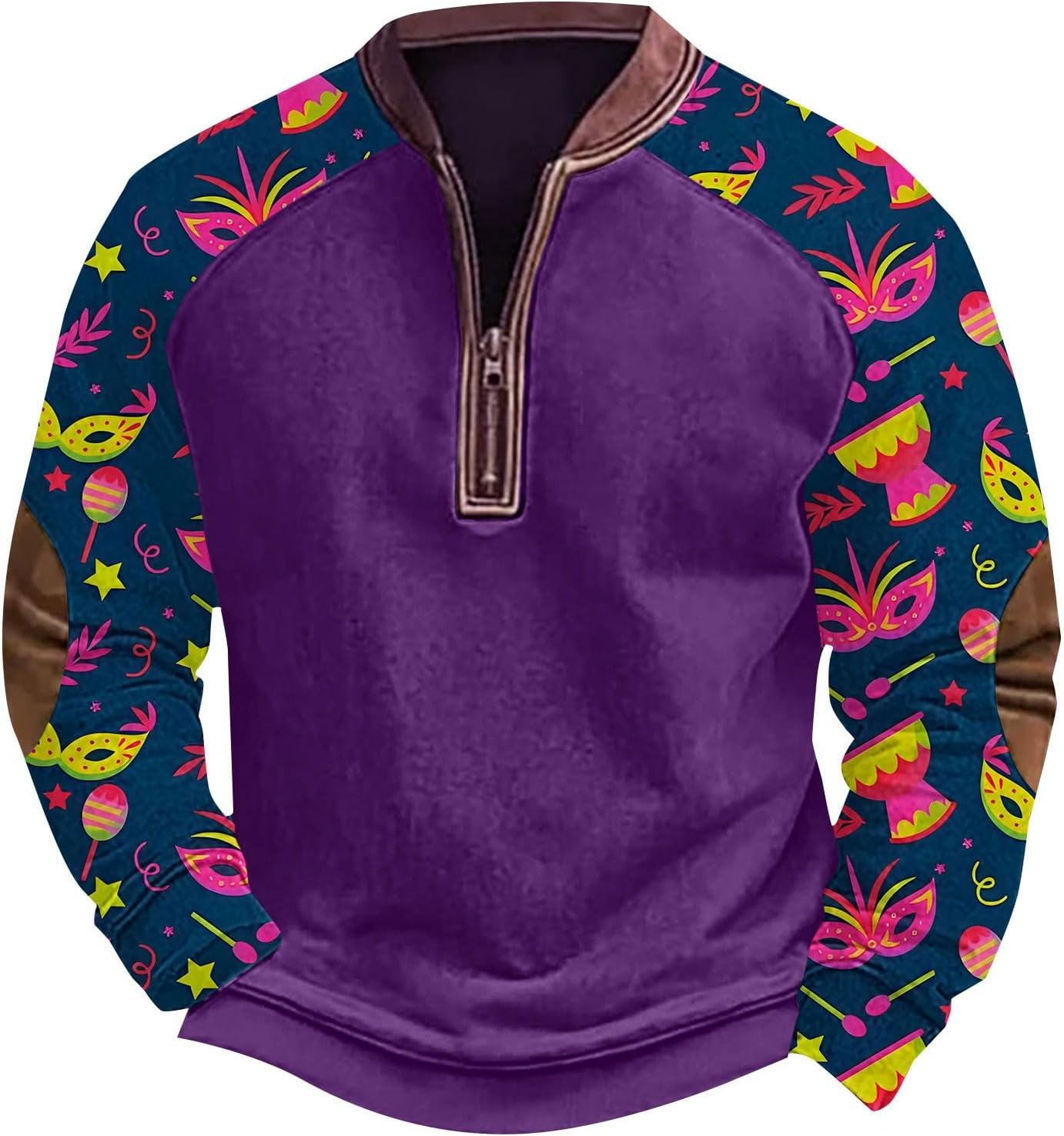 Carnival Outfit Men Mardi Gras Sweatshirt For Men Pink Concert Shirt 2025 Mardi Gras Sequin Sweatshirt