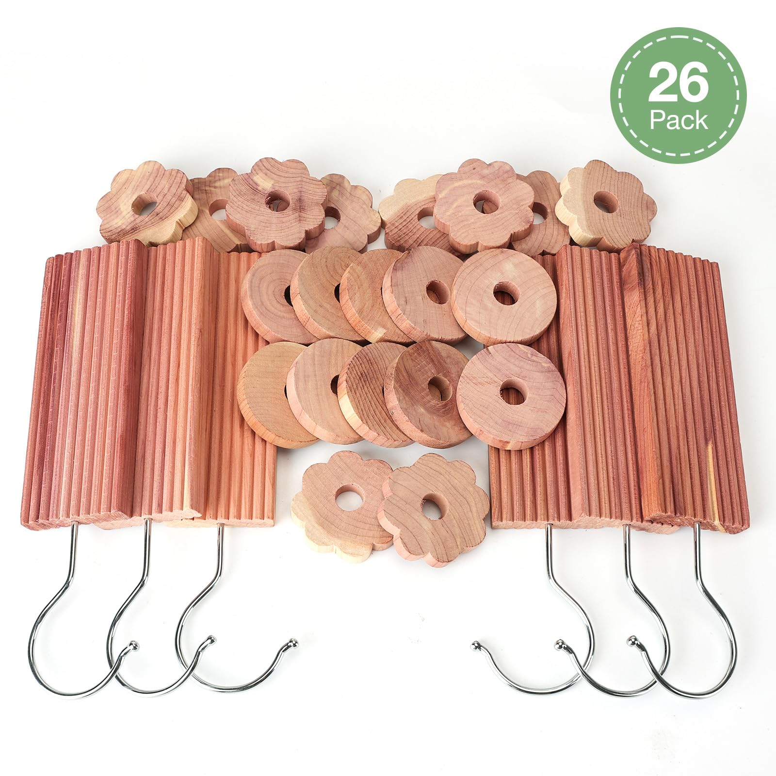 Yizhet Cedro Antipolillas, 26 Piezas Madera de Cedro contra Polillas Natural, Protección Antipolillas para Ropa, Armarios, Ambientador, Perchas, Cajones