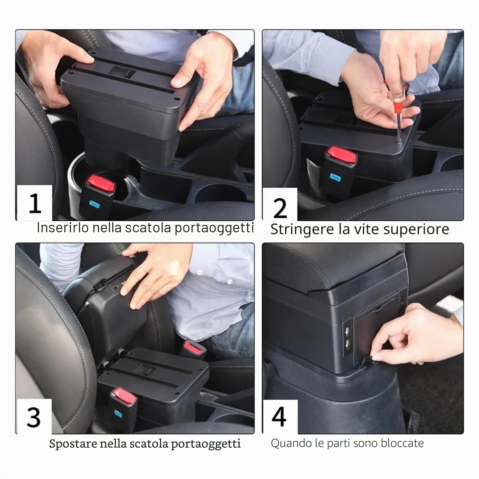 Per Peugeot 208 2008 2019-2022 2023 2024 2025 Bracciolo Per Auto Parti Di Ricambio Dettagli Interni Scatola Portaoggetti Accessori Centro Bracciolo Box(C Black line NO USB)